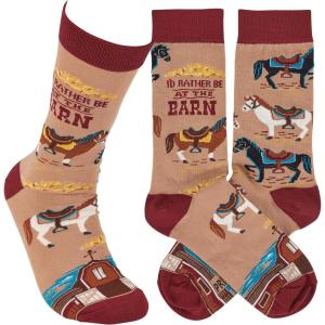 image:imagePrimitives by Kathy Novelty Socks Rather Be At The Barn Colorful Woven DesignHorse LoverFarmHomestead themeGiftableCotton Nylon Spandex One Size LOL Collection