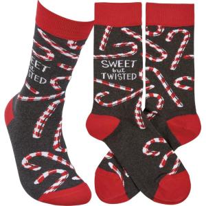 image:imagePrimitives by Kathy Novelty Socks colorful woven socks hand illustrated design candy canes humorous Sweet But Twisted sentimentChristmasCotton nylon spandex One size fits most LOL Collection