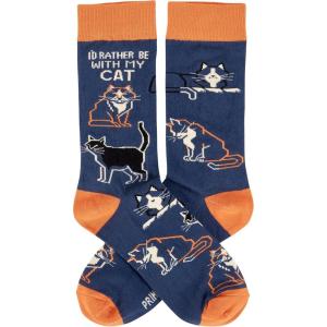 image:imagePrimitives by Kathy Rather Be With My Cat Novelty Socks One Size Unisex LOL Collection