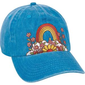 image:imagePrimitives by Kathy Think Happy Thoughts Baseball Cap with Vibrant Rainbow and Flowers Design on FrontSentiment on Back