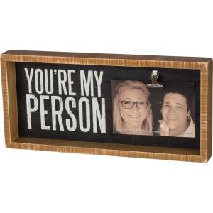 image:imagePrimitives by Kathy 38997 Inset Photo Holder Block 3 X 4 Love You MoreDistressed Black  White