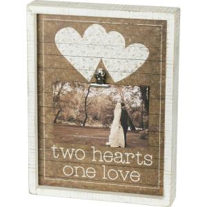 image:imagePrimitives by Kathy 38997 Inset Photo Holder Block 3 X 4 Love You MoreTwo Hearts One Love
