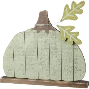image:imagePrimitives by Kathy Chunky Shelf Sitter 85 x 625Inch Chevron PumpkinGreen  Pumpkin