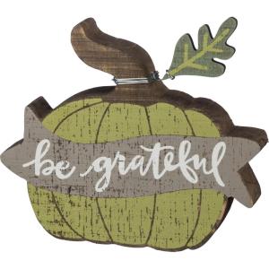 image:imagePrimitives by Kathy Chunky Shelf Sitter 85 x 625Inch Chevron PumpkinPumpkin  Be Gratreful