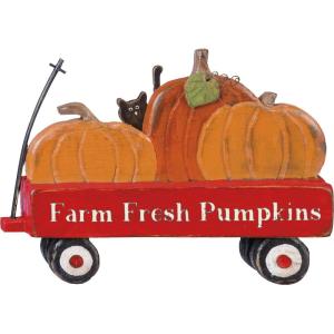 image:imagePrimitives by Kathy Chunky Shelf Sitter 85 x 625Inch Chevron PumpkinRed Wagon  Farm Fresh