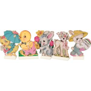 image:imagePrimitives by Kathy Easter Decorations  Set of 5 Wooden Retro Easter StandUps  45