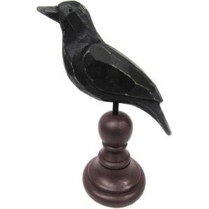 image:imagePrimitives by Kathy Figurine  Weathered Rustic Crow On Spindle BurgundyBlack