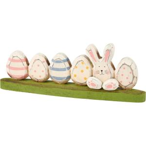 image:imagePrimitives by Kathy Handmade Easter amp Spring Collection Bunny amp Eggs Wood Sitter and Green Grass Base