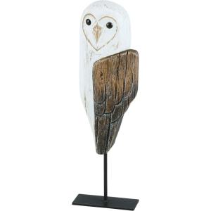 image:imagePrimitives by Kathy Sitter  Barn Owl from Our Haunted White Collection displaying a Wood Sculpture Inspired Design Made of Natural Wood with Painted Accents and Distressed Details