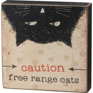 image:imagePrimitives by Kathy Word Block Sign with Cat Design 4 x 4 101691