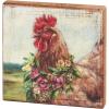 image:imagePrimitives by Kathy Spring Floral Chicken Sign for Home Dcor Natural Wood Block Sign Rustic Style with Distressed Details Hand Painted Art 6 by 6 Inches Designed for Wall or Tabletop Display