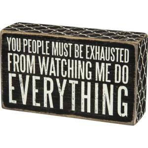 image:imagePrimitives by Kathy 104041 Classic Black and White Box Sign 5 x 4Inches Middle FingerMust Be Exhausted