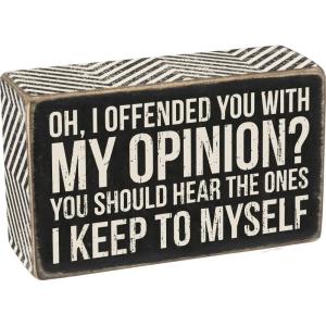 image:imagePrimitives by Kathy 104041 Classic Black and White Box Sign 5 x 4Inches Middle FingerMy Opinion