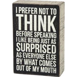 image:imagePrimitives by Kathy 27251 Pinstriped Trim Box Sign 4 x 6 Prefer Not to Think