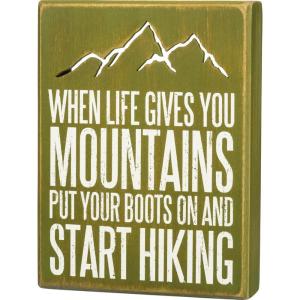 image:imagePrimitives by Kathy 29806 Distressed Green Box Sign 6 x 8Inches Start Hiking