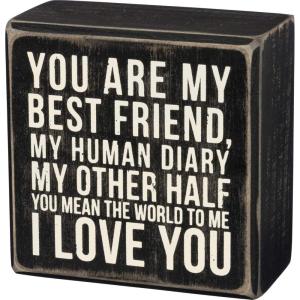 image:imagePrimitives by Kathy 35169 Box Sign 35 x 35 My Other Half  Black