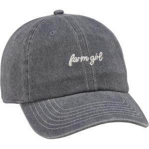 image:imagePrimitives by Kathy Casual Farm Hat Farm Girl Embroidered Sentiment Hand Lettered Style Adjustable Naturally Distressed Stonewashed Cotton Baseball Cap Black