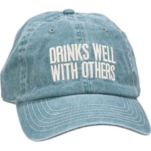 image:imagePrimitives by Kathy Drinks Well with Others Baseball Cap with Adjustable Metal Buckle Blue