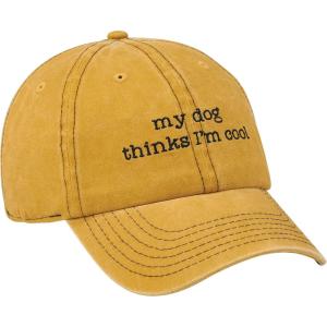 image:imagePrimitives by Kathy My Dog Thinks Im Cool Baseball Cap  Embroidered Stonewashed Golden Cotton Hat  Adjustable Metal Buckle Closure  One Size fits Most  Fun Dog Parent Gift