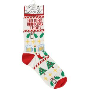 image:imagePrimitives by Kathy Novelty Socks  colorful socks feature woven designs with coordinating Holiday Drinking Team fun seasonal sentimentCotton nylon spandexOne size fits most LOL Collection