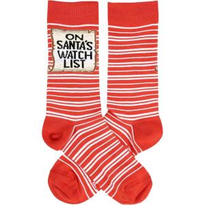 image:imagePrimitives by Kathy Novelty Socks Colorful Woven Design playful hand illustrated fun seasonal sentiment On Santas Watch List ChristmasCotton nylon spandex One size fits most LOL Collection