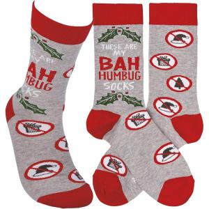 image:imagePrimitives by Kathy Novelty Socks Colorful Woven Design with coordinating These Are My Bah Humbug Socks sentimentMistletoeSantaChristmasCotton nylon spandex One size LOL Collection