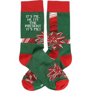 image:imagePrimitives by Kathy Novelty Socks colorful socks feature woven designs with coordinating Its Me Hi Im The Present Its Me sentiment Cotton nylon spandex One size fits most LOL Collection