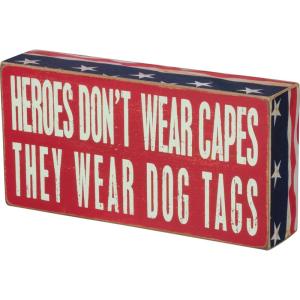 image:imagePrimitives by Kathy 21477 Patriotic Box Sign 4 x 8 Heroes Wear Dog Tags