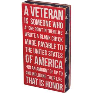 image:imagePrimitives by Kathy 31199 PatrioticInspired Box Sign 6 x 11Inches A Veteran