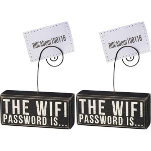 image:imagePrimitives by Kathy 37176 Wood Photo Holder Block The WIFI Password Is450 x 2 x 150  Plus Wire Pack of 2