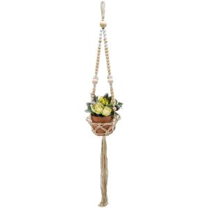 image:imagePrimitives by Kathy Boho Style Wood Beaded Macrame Details Plant Hanger