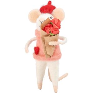 image:imagePrimitives by Kathy Collectible Felt Critter 5inch Red Roses Mouse Love Rose Bouquet Anniversary or Valentines Day  Attach to a Gift or Floral Arrangement