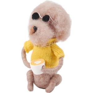image:imagePrimitives by Kathy Cool Coffee Dog Felt Collectible Critter 475Inch Bichon Dog in Stylish Outfit with Coffee Mug amp Gold Chain Modern PetThemed Tiered Tray amp Cafe Decor