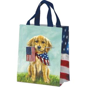 image:imagePrimitives by Kathy Dog With American Flag Decorative Tote Bag