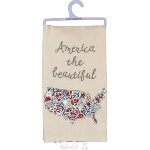 image:imagePrimitives by Kathy Patriotic Dish Towel 20x 26 Bold Stripes  Bright Stars  Brave HeartsBeautiful