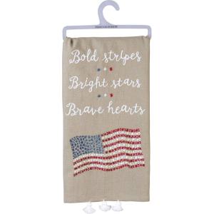 image:imagePrimitives by Kathy Patriotic Dish Towel 20x 26 Bold Stripes  Bright Stars  Brave HeartsDish Towel