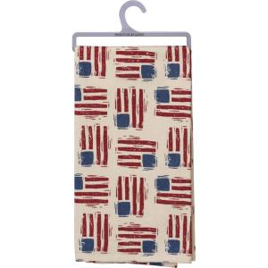 image:imagePrimitives by Kathy Patriotic Dish Towel 20x 26 Bold Stripes  Bright Stars  Brave HeartsFlags