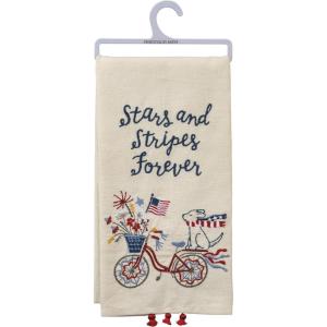 image:imagePrimitives by Kathy Patriotic Dish Towel 20x 26 Bold Stripes  Bright Stars  Brave HeartsStars And Stripes