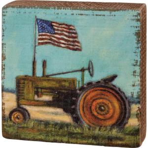 image:imagePrimitives by Kathy Tractor and Flag Home Dcor Block Sign
