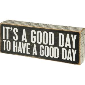 image:imagePrimitives by Kathy 31127 Pinstriped Trimmed Box Sign 8 x 3 A Good Day