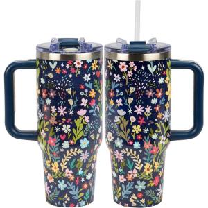 image:imagePrimitives by Kathy Travel Mug Med  Cottage GardenDark Florals