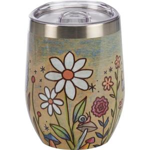 image:imagePrimitives by Kathy Wine Tumbler  Happy Flowers bright florals stemless insulated tumblerfloral field