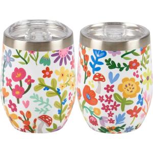 image:imagePrimitives by Kathy Wine Tumbler  Happy Flowers bright florals stemless insulated tumblerhappy flowers
