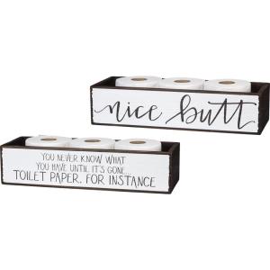 image:imagePrimitives by Kathy DoubleSided Bathroom Storage Toilet Paper Holder Bin  Nice ButtYou Never Know What You Have Until Its Gone