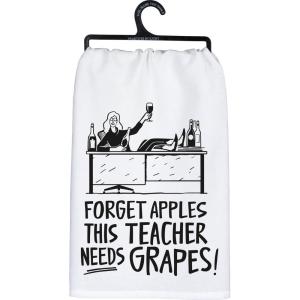 image:imagePrimitives by Kathy Decorative Kitchen Towel  Forget Apples This Teacher Needs Grapes 28 x 28