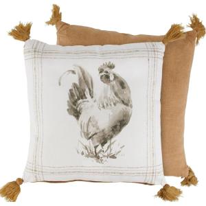 image:imagePrimitives by Kathy Decorative Pillow  Highland CowZipper CoverFarmhouse CollectionFeaturing a Stitched Art PanelFrayed BorderRusticHomesteadThrow PillowCouchOffice DecorfarmlifeTan Rooster