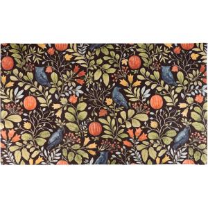 image:imagePrimitives by Kathy RugElegant Pattern Autumn FloralsRavensOwlsPumpkinsHalloweenFallWatercolorIndoorOutdoor SkidResistant