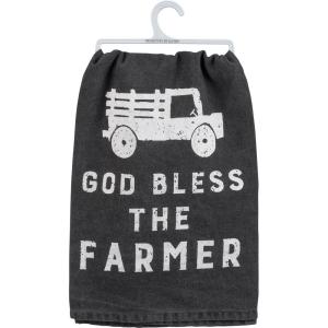 image:imagePrimitives by Kathy UnisexAdult God Bless The Farmer Kitchen TowelBlack White
