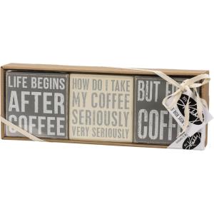 image:imagePrimitives by Kathy Life Begins After Coffee How Do I Like My Coffee Seriously Very Seriously But First Coffee Home Dcor Sign Set