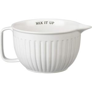 image:imagePrimitives By Kathy Ribbed Texture Stoneware Batter Mixing Bowl Mix It Up White 9 x 7 x 425